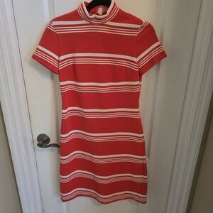 Vintsge Orange and White Striped Dress